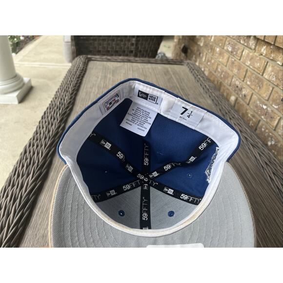 New York Yankees Fitted Hat Cap 7 1/4 Blue Tan 1999 World Series New Era RARE NY - Picture 7 of 9